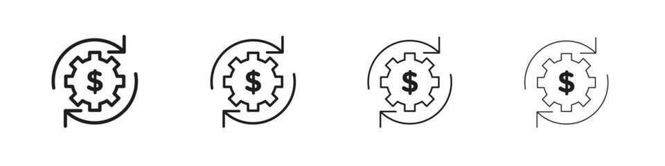 Costs optimization icon outline symbol. Editable Stroke collection.