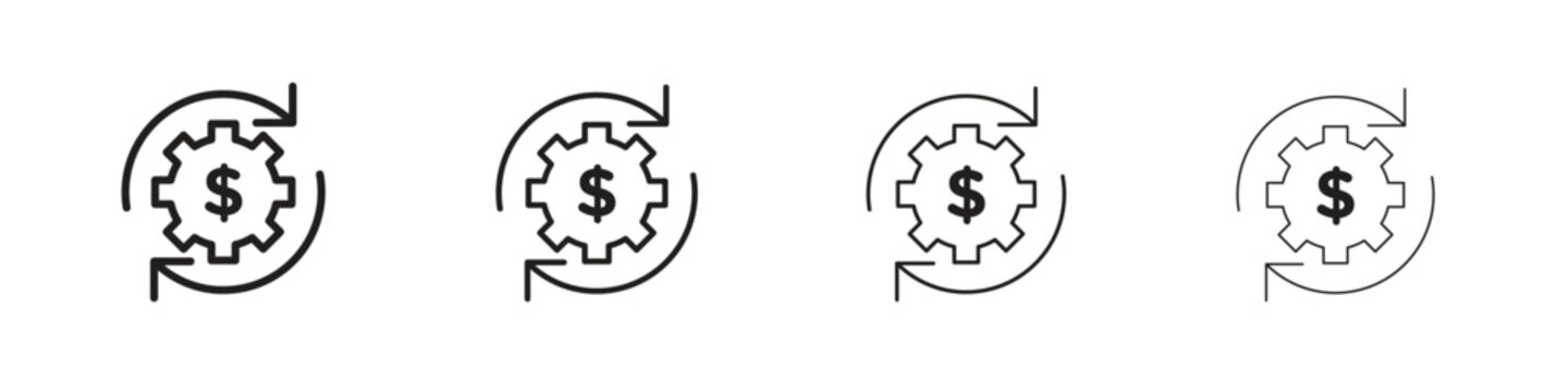 Costs optimization icon outline symbol. Editable Stroke collection.