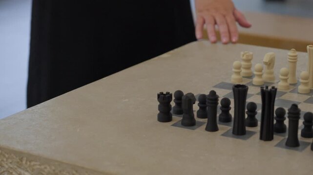 Game of chess set minimalist design reproduction of the Herman Ohme set