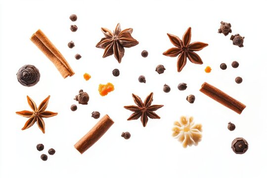 Spices background white food.