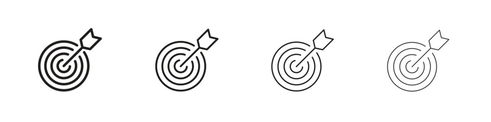 Darts icon outline symbol. Editable Stroke collection.