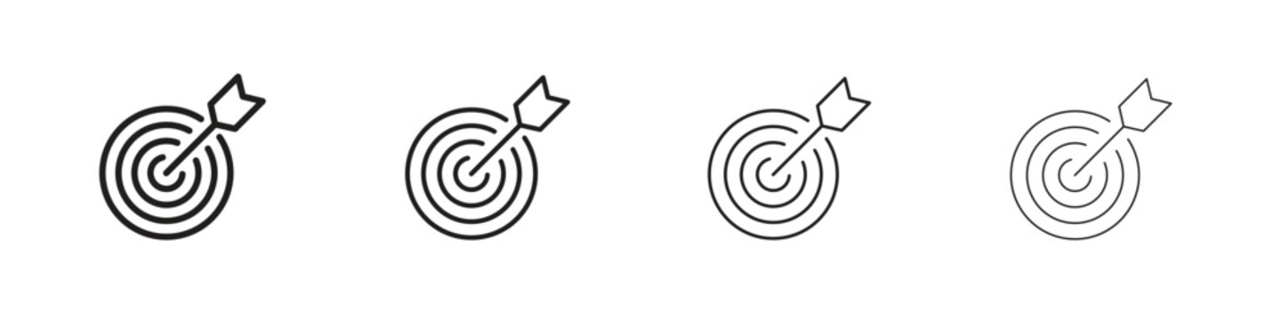 Darts icon outline symbol. Editable Stroke collection.