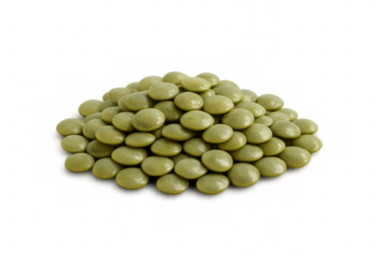 Green hard shell candies forming a delicious pile, a sweet chocolate snack for sharing and enjoying, transparent background