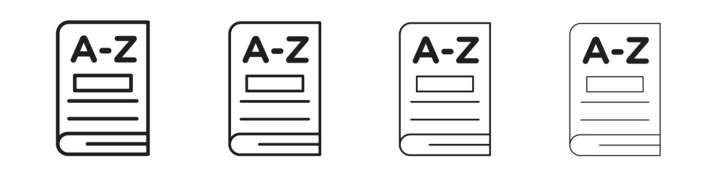 Dictionaries icon outline symbol. Editable Stroke collection.