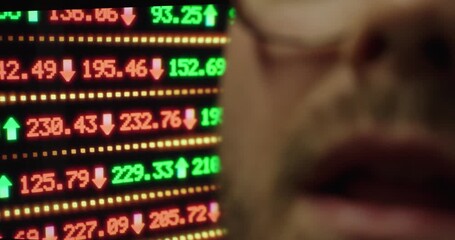 Close-up of a man speaking about stock market trends and investment advice. Concept of financial analysis, trading commentary, and market prediction. - Powered by Adobe