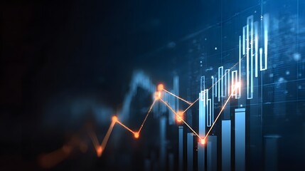 Dynamic stock market chart with upward trend for investments