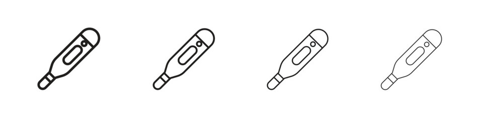 Digital thermometer icon outline symbol. Editable Stroke collection.