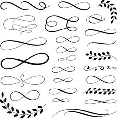 simple black calligraphy strokes and decorative lines bundle