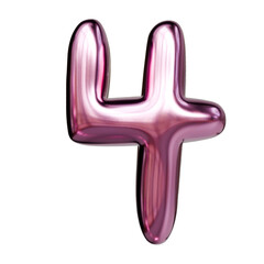 Alphabet number and symbol 3d word render Pink Glossy Metallic Tubular Symbol