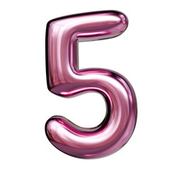 Alphabet number and symbol 3d word render Pink Glossy Metallic Tubular Symbol