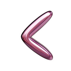 Alphabet number and symbol 3d word render Pink Glossy Metallic Tubular Symbol