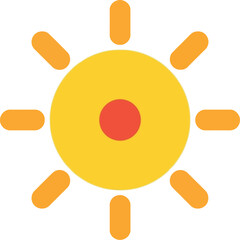 Flat sun icon bright yellow simple design