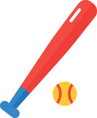 Red baseball bat and ball toy isolated