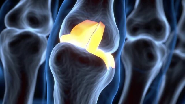 Animated Knee Joint Detailed Medical Visualization of Bone and Cartilage Structure