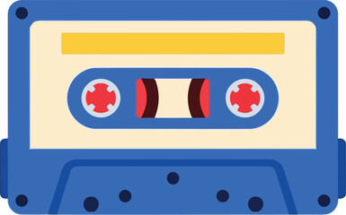 Naklejka premium Retro blue cassette tape