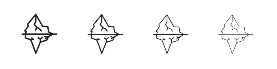 Iceberg icon outline symbol. Editable Stroke collection.