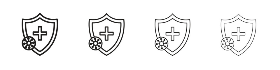 Immunity icon outline symbol. Editable Stroke collection.