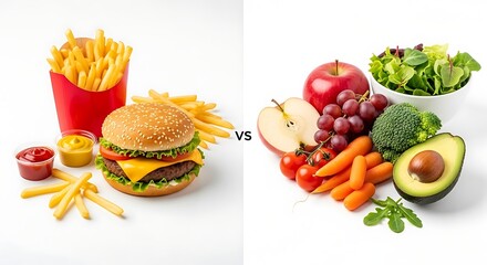 Healthy food versus unhealthy food choice comparison