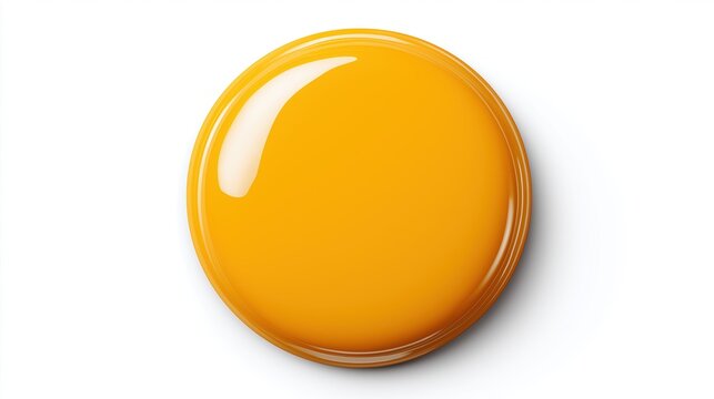 Glossy Orange Circular Button On White Background