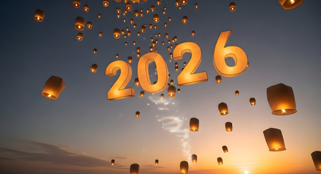 Paper Lanterns Rising for New Year 2026