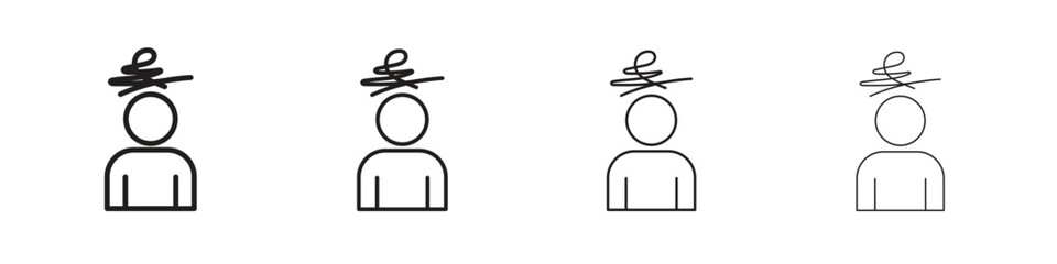 Mental disorder icon outline symbol. Editable Stroke collection.