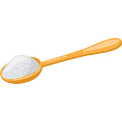 Wooden Spoon Filled With White Granulated Sugar Against A Transparent Background