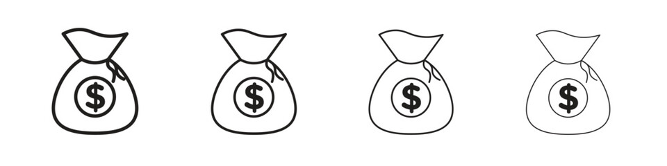 Money bag icon outline symbol. Editable Stroke collection.