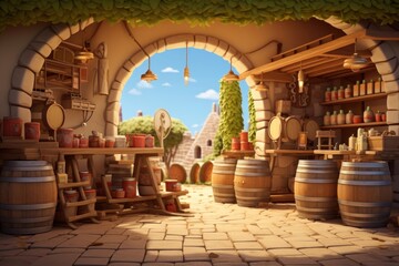 Fototapeta premium Wine outdoors winery architecture.