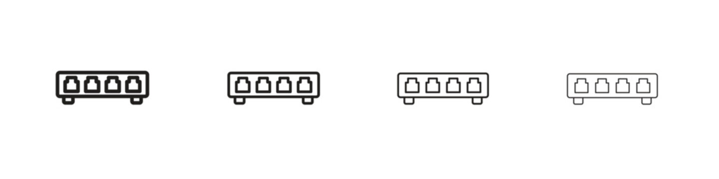 Network switch icon outline symbol. Editable Stroke collection.