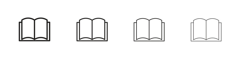 open book icon outline symbol. Editable Stroke collection.