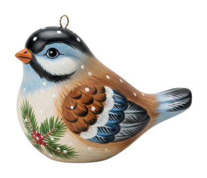 Decorative bird ornament a winter wonderland craft for your home isolated on transparent background