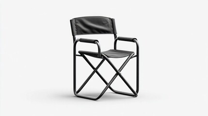 Black folding director's chair isolated on a white background