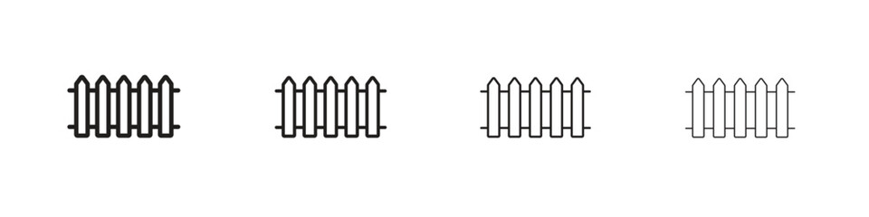 Plank fence icon outline symbol. Editable Stroke collection.