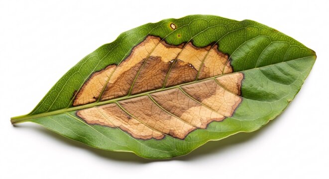 Coffee plant suffering from brown eye spot disease leaves demonstrating lesions and premature defoliation threatening coffee production worldwide sustainability of agriculture