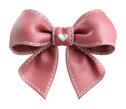 Decorative pink bow with heart detail lighting product isolated on transparent background