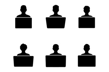 silhouette of  individuals working on laptops