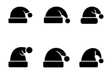 silhouette of Christmas hats set 