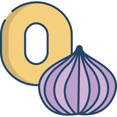 Yellow Circle Number Zero With Purple Onion And Transparent Background Vector Illustration