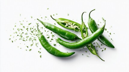 Fresh Green Chili Peppers With
