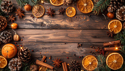 Festive Christmas Arrangement with Dried Oranges and Pine Cones.