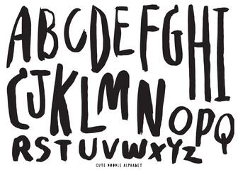Cute doodle Vector background with black and white letters,Cute doodle Alphabet, alphabet pattern