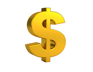 Fototapeta premium A shiny, golden, 3D dollar sign, set against a stark black background