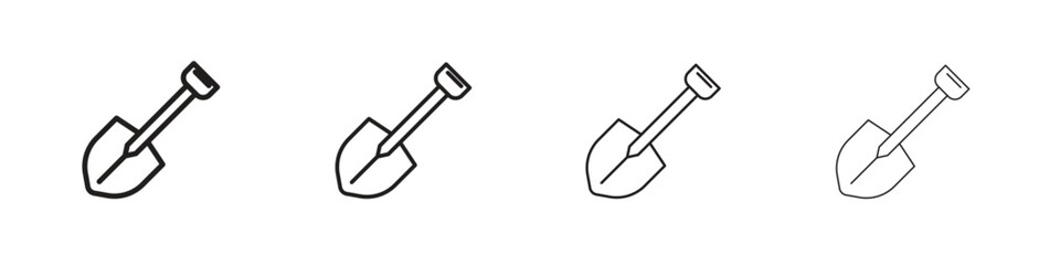 Shovel icon outline symbol. Editable Stroke collection.