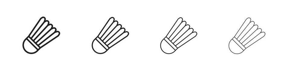 Shuttlecock icon outline symbol. Editable Stroke collection.