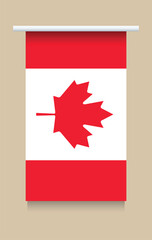 Vertical flag of Canada. Perfect for use in patriotic designs, international events, education, travel materials, and national celebrations. Vector Illustration