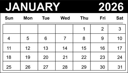 January 2026 Calendar 