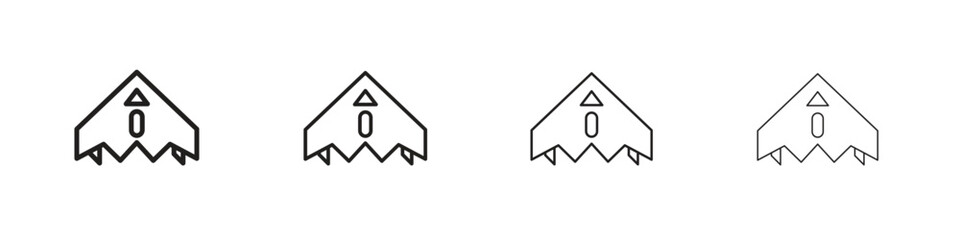 Stealth plane icon outline symbol. Editable Stroke collection.
