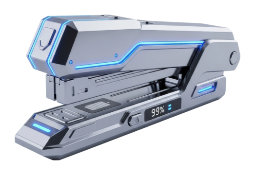 Futuristic stapler design office space product showcase technology isolated on transparent background - Powered by Adobe