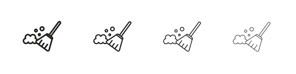 Sweeping icon outline symbol. Editable Stroke collection.