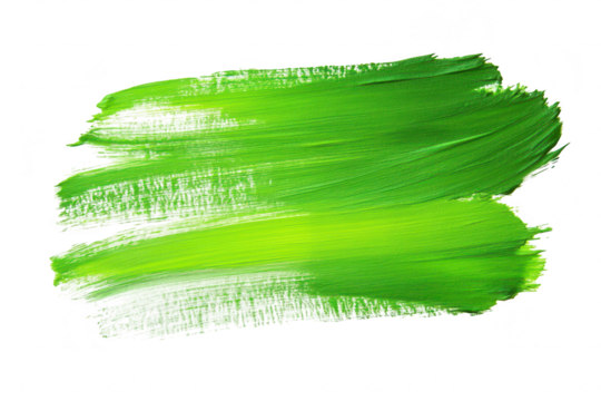 A green paint stroke on a white canvas. a blend of shades and textures. ideal for artistic projects. background designs. or creative inspiration